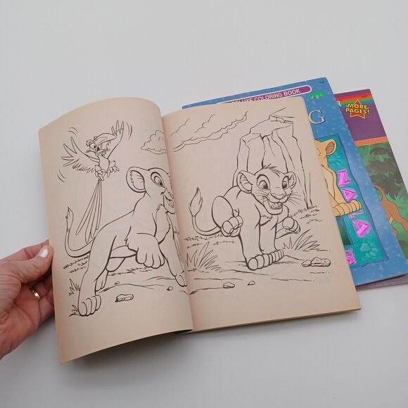 Vtg Golden Book Disney's Lion King Giant Coloring Book Paint With Water Lot Of 3 - Picture 8 of 8